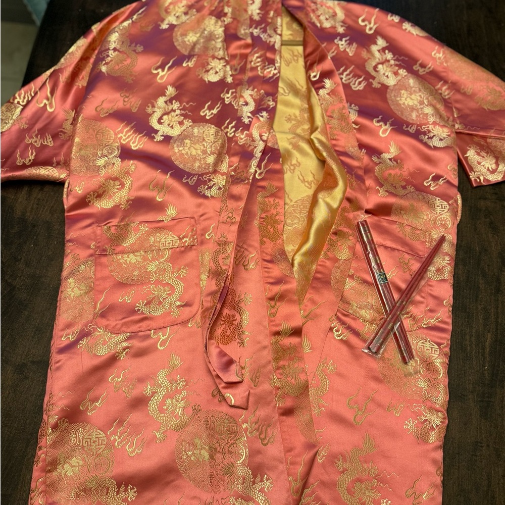 Unique Melon and Gold Dragon Kimono